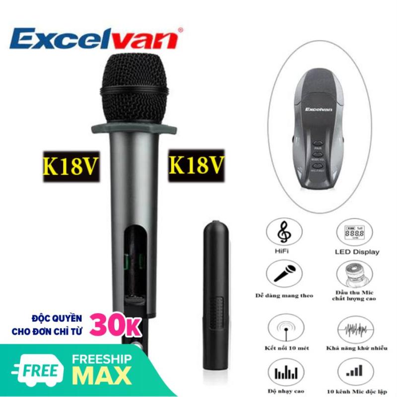 [ Siêu Phẩm Mới ] Micro Không Dây Karaoke Excelvan K18V Hát Karaoke Cực Hay, Giá Tốt, Màn Hình Led, 