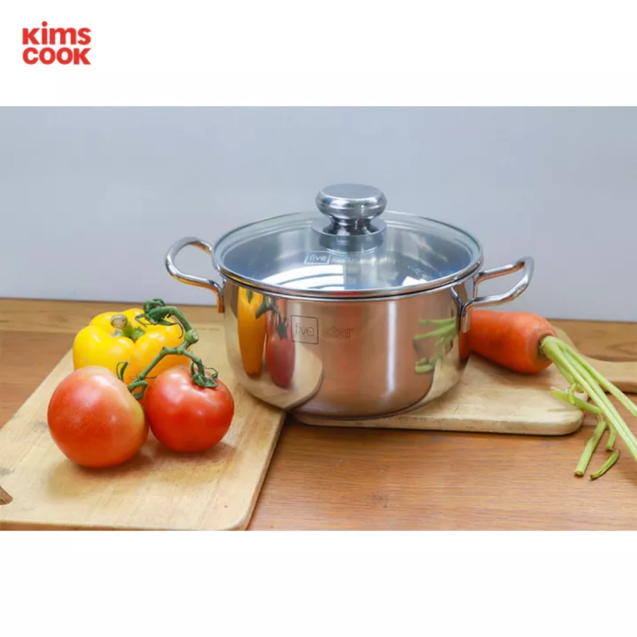 Nồi inox 430 bếp từ 3 đáy FiveStar 16/18/20/24cm nắp kính(SW).tặng 5 muỗng inox