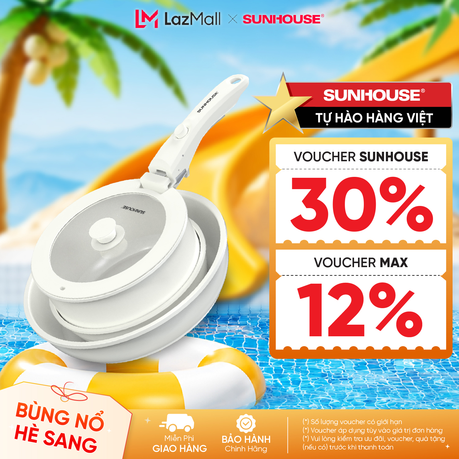 Bộ nồi chảo cán rời chống dính 3 món Sunhouse Trendy SHG509M - Chống dính Ceramic - Dùng trên mọi loại bếp