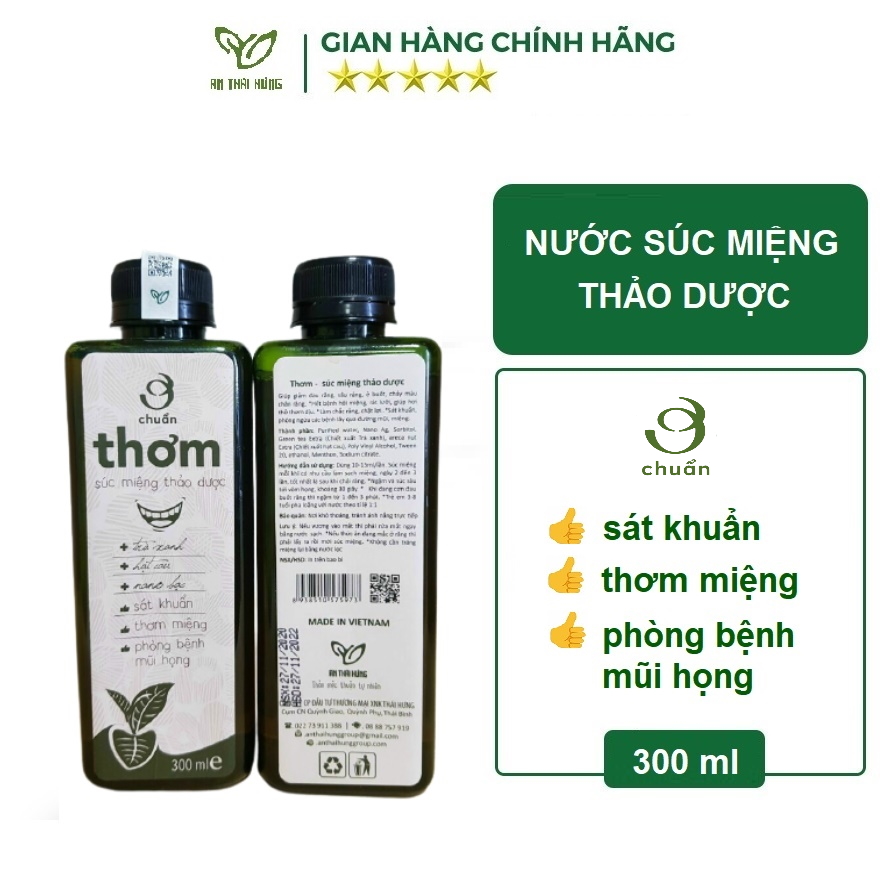 THƠM - Súc miệng thảo dược An Thái Hưng 300ml Sát khuẩn- thơm miệng - phòng bệnh mũi họng