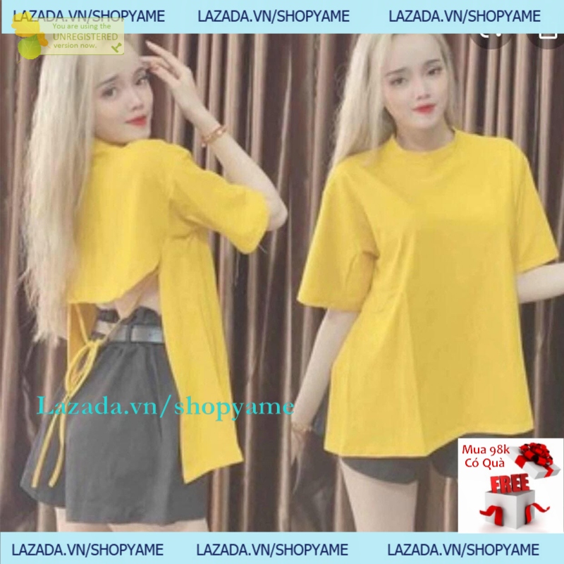 Áo thun hở lưng cột nơ mt1120 shopyame