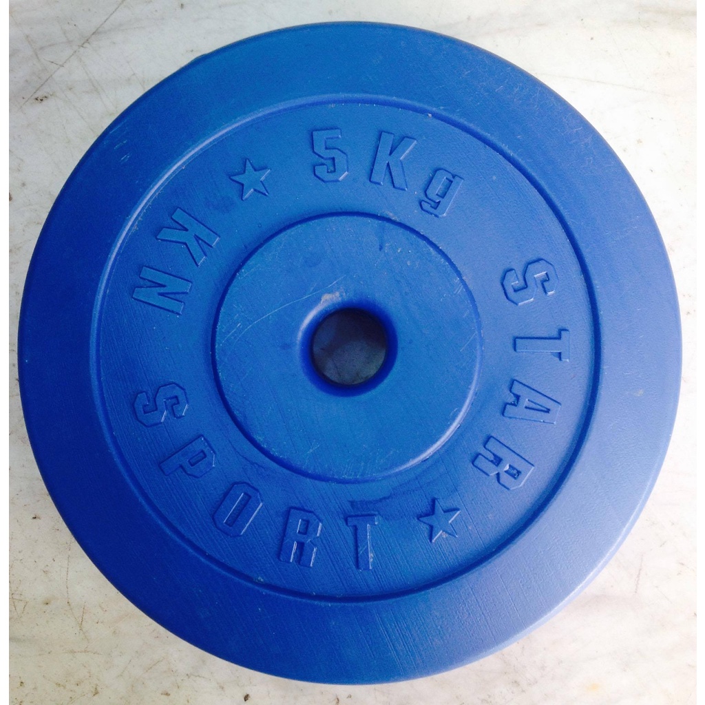 Bánh tạ xi măng bọc nhựa 5kg , đã nhồi sẵn xi măng và cát bên trong( 100% MẪU )