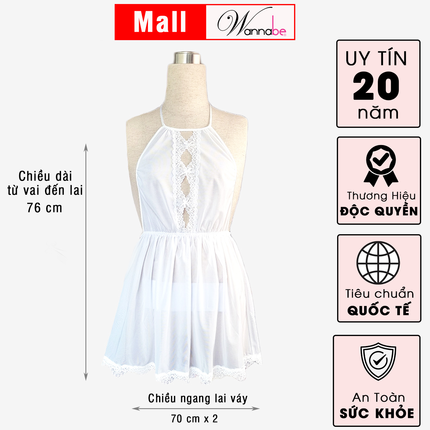 Đầm ngủ sexy wannabe dnc11 kiểu dáng cổ yếm hở lưng gợi cảm