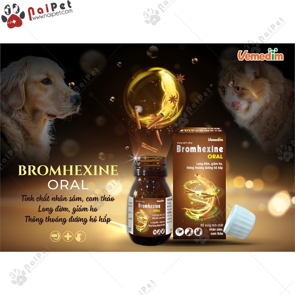 Dung Dịch Uống Long Đờm Giảm Ho Thông Thoáng Đường Hô Hấp Bromhexine Oral Vemedim 30ml