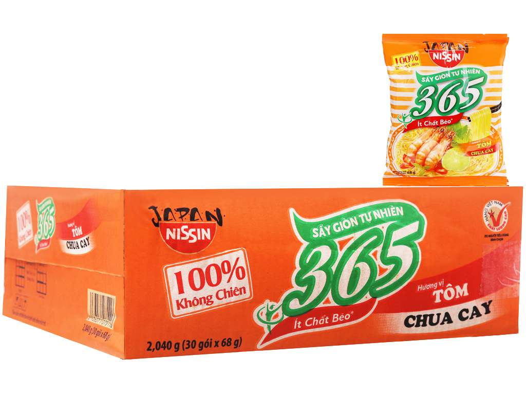 Mì Không Chiên Nissin 365 - (Tôm Chua Cay)