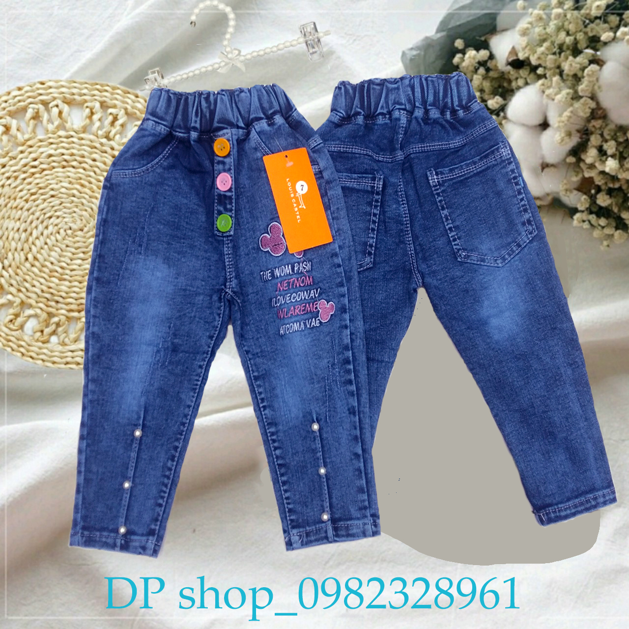 Quần jean hàng VNXK loại đẹp cho bé gái - quần bò bé gái size nhí