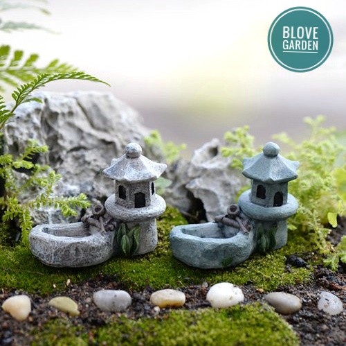 Tiểu cảnh Mái đình giếng nước làm phụ kiện trang trí chậu cảnh, sen đá, xương rồng, cây cảnh mini, cây để bàn