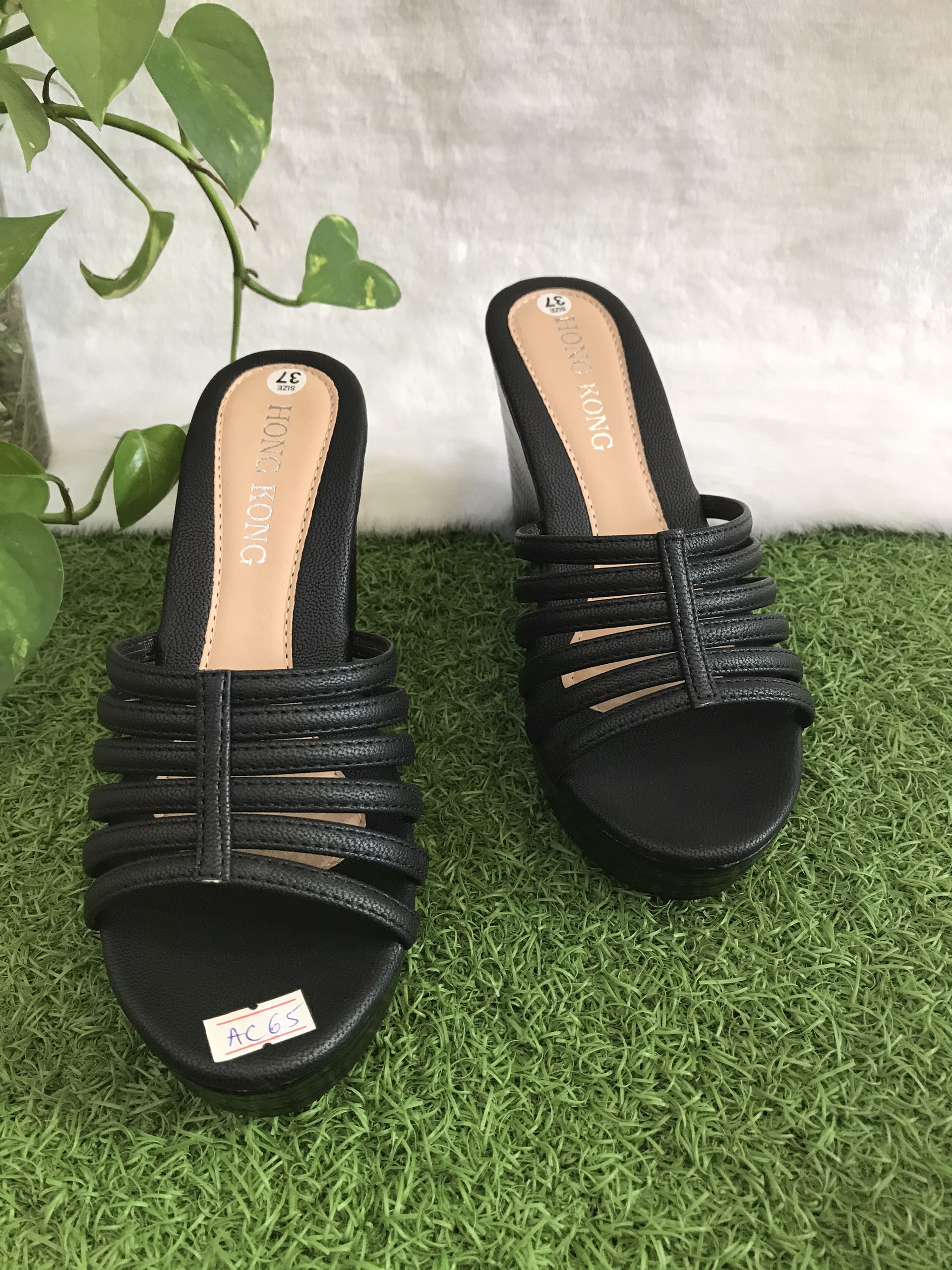 Dép xuồng nữ cao 10p bản đen