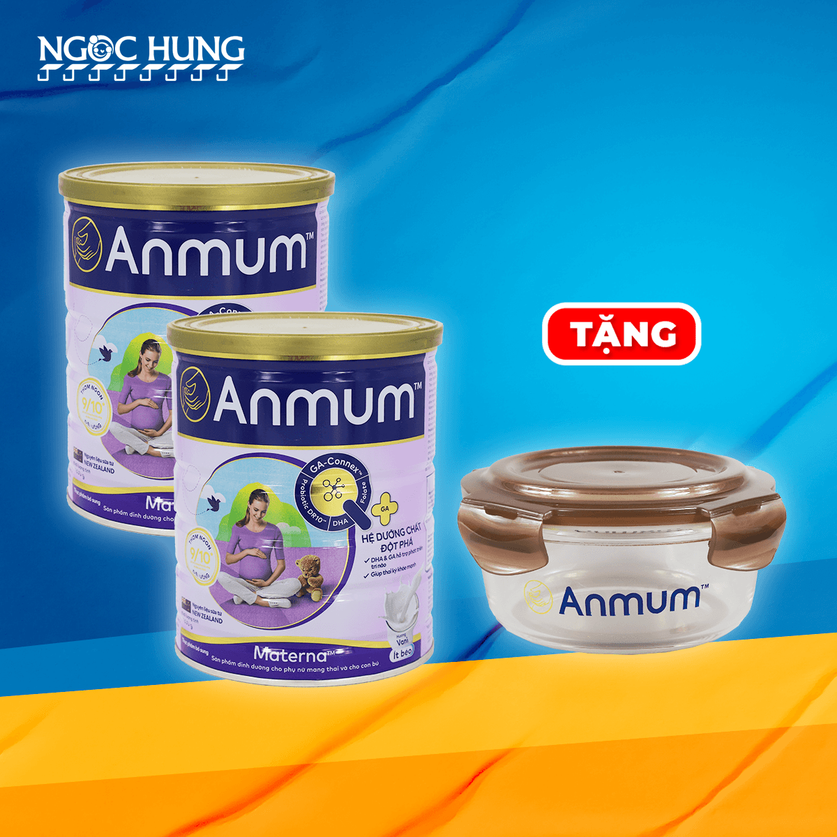 Tặng 1 quà  2 lon Anmum Materna hương vani 800g tặng 1 hộp thuỷ tinh anmum