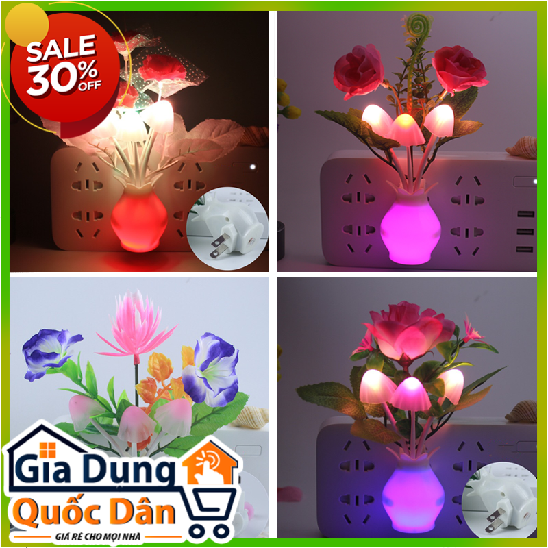 Đèn ngủ cảm ứng ánh sáng lọ hoa,rừng nấm