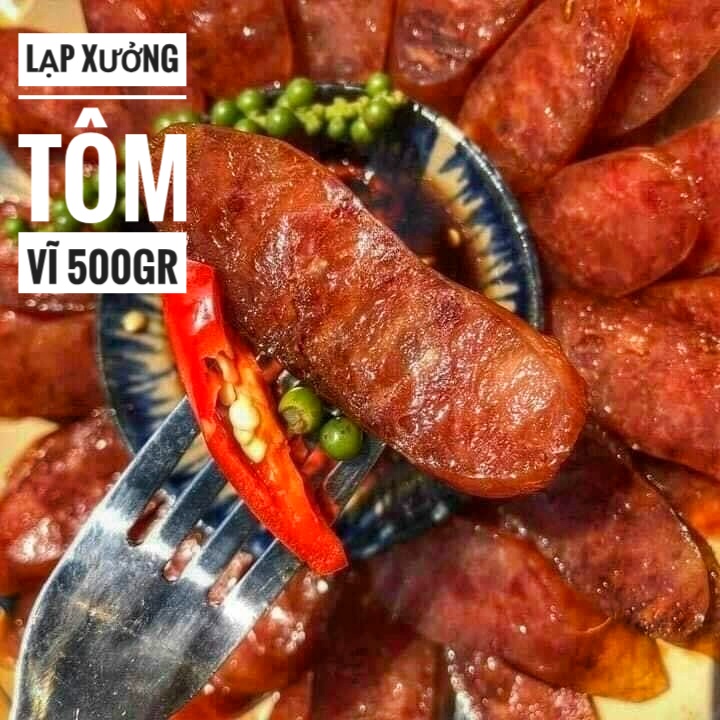 Lạp xưởng tôm hút chân không - 1kg - 2 túi 500gr