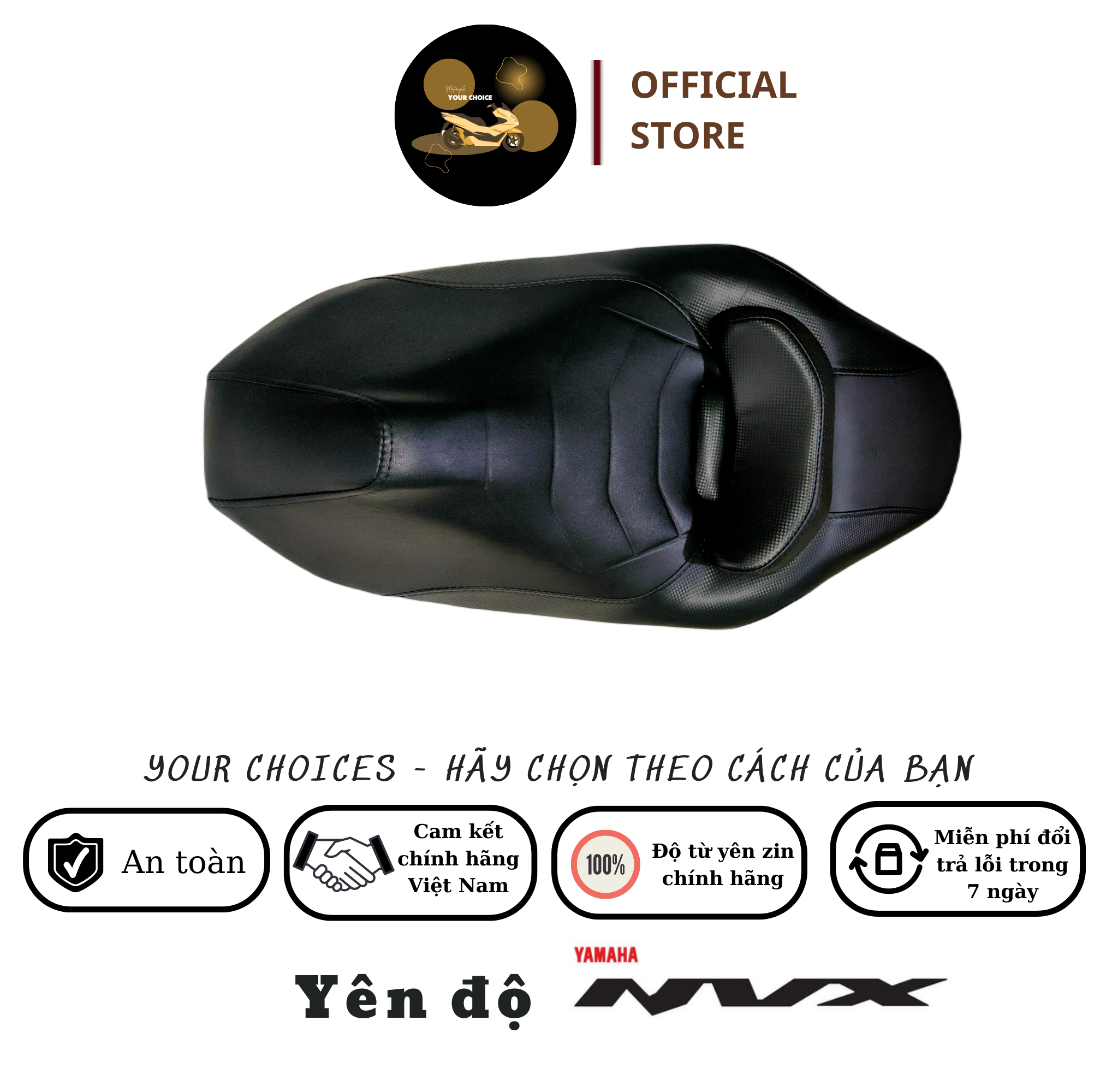 Yên xe độ nvx đẳng cấp các đời v2 & v1-đen bóng
