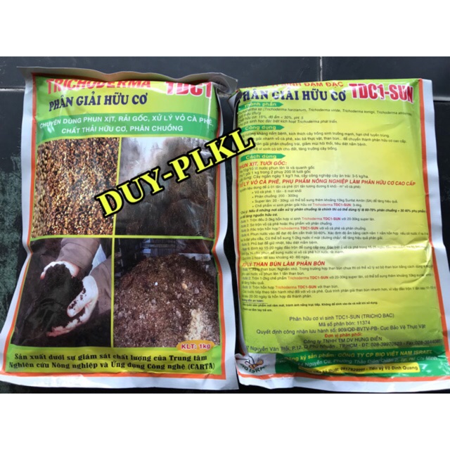 Phân giải hữu cơ tricoderma tdc1 : túi - 1kg. phân bón hữu cơ, phân hữu cơ.
