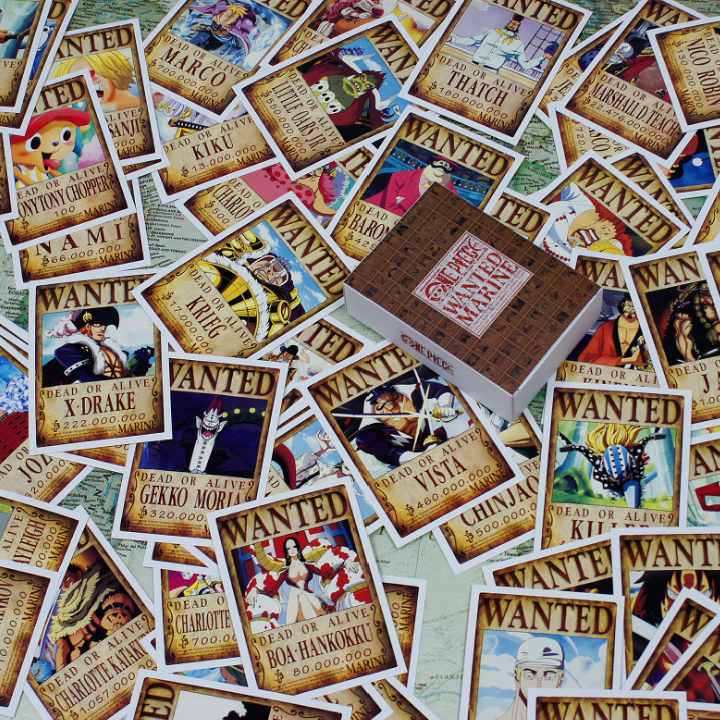 Hộp 100 Poster One Piece  truy nã nhân vật size A6 15cm x 10cm