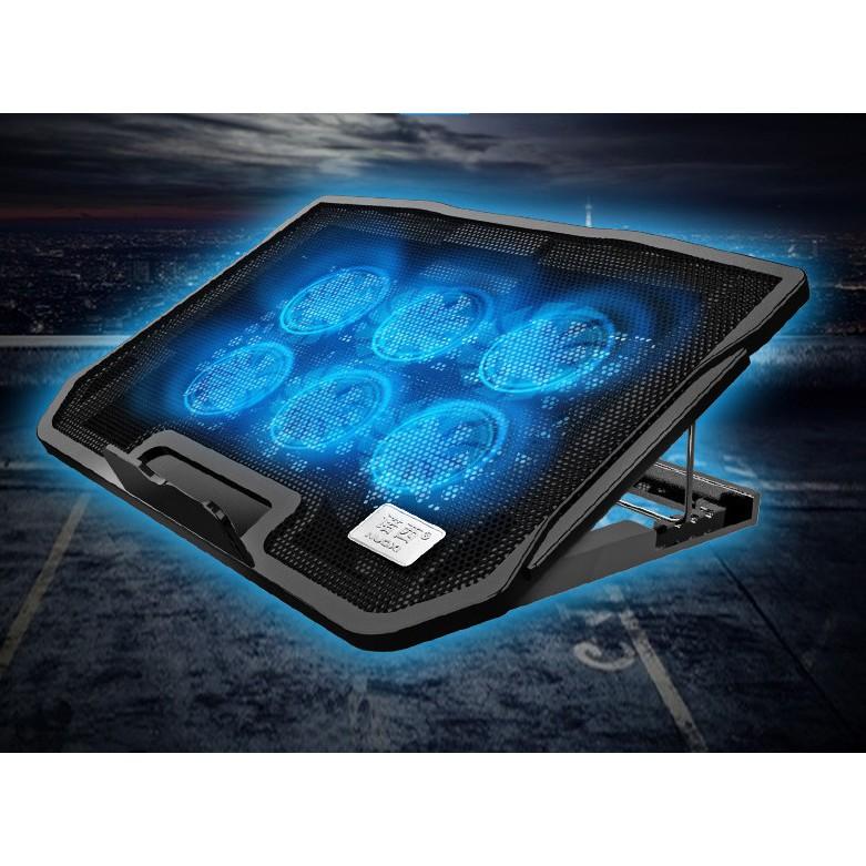 Đế tản nhiệt nuoxi h9 với 2 cổng usb 6 cánh quạt tản nhiệt êm ái cho laptop, macbook