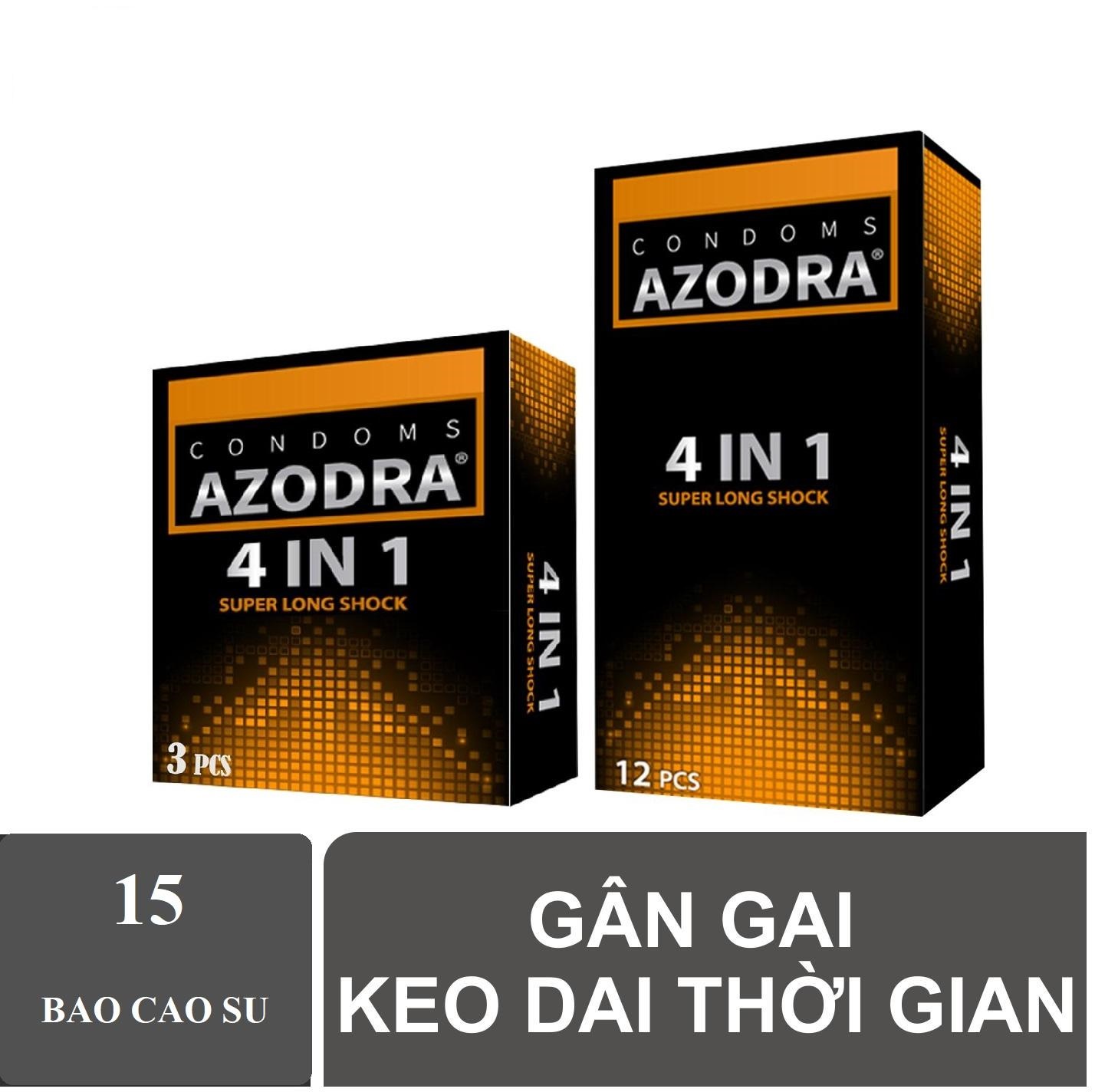 Combo 1 hộp bao cao su kéo dài thời gian azodra hộp 12c tặng 1 hộp bcs 3c