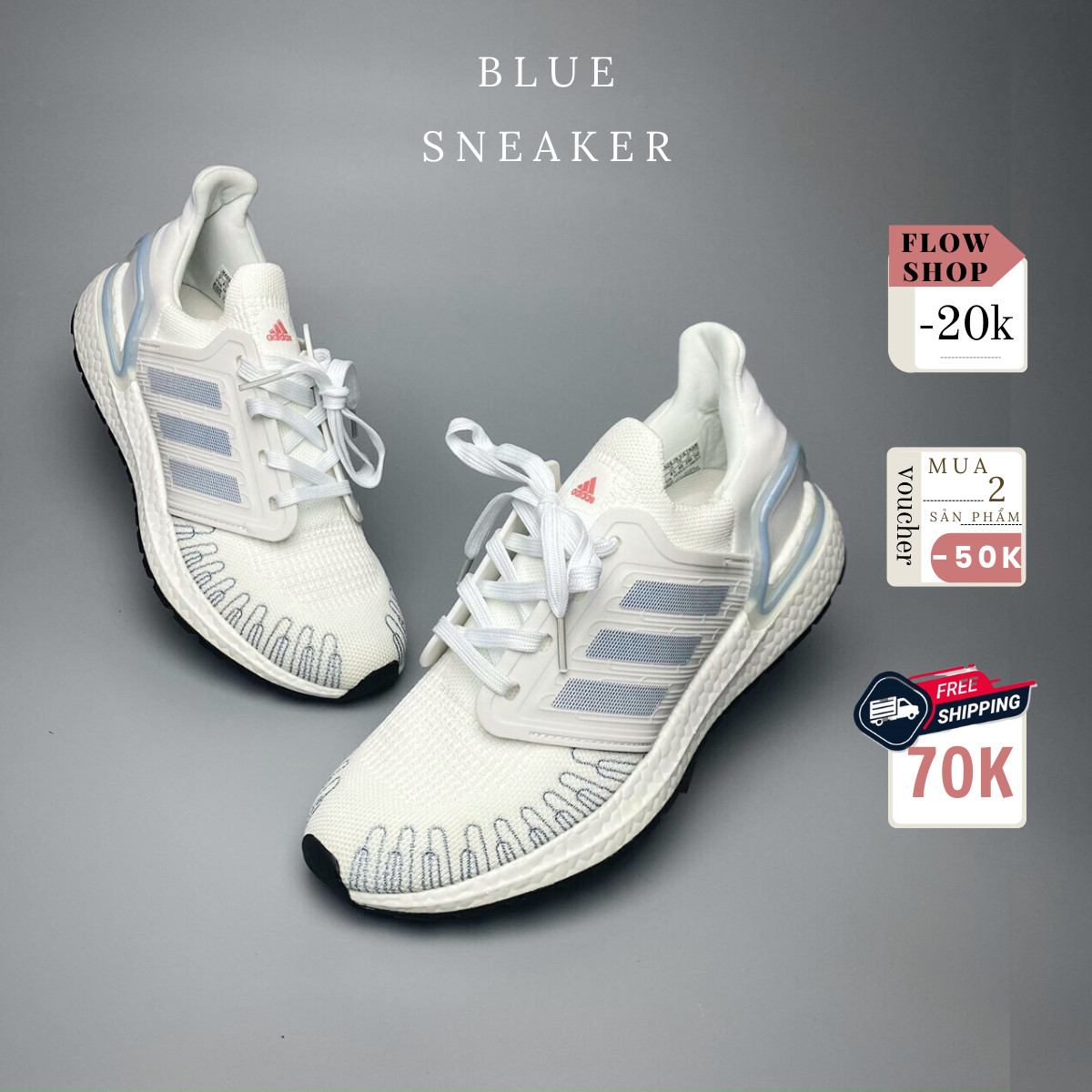 [Siêu Sale] Giày Sneaker Nam Nữ Ultraboost 6.0 Trắng Xanh (Fullbox+ Tặng hộp bảo vệ box)