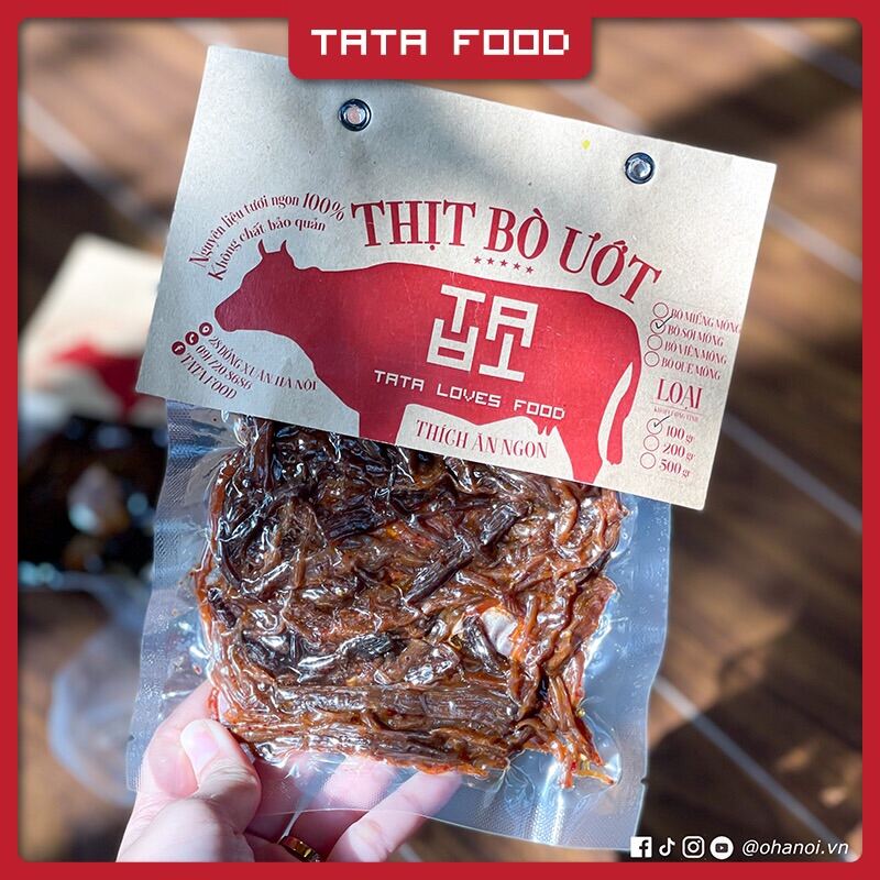 Khô bò sợi ướt cháy tỏi 200g tata food đồ ăn vặt hà nội bsu2 - tata food