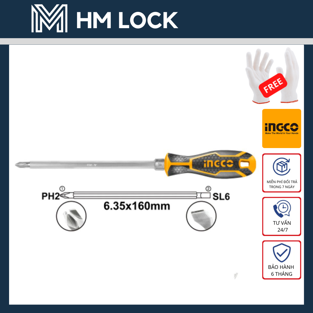 Bộ tua vít 2 đầu ingco - hàng chính hãng - akisd0201 - hm lock
