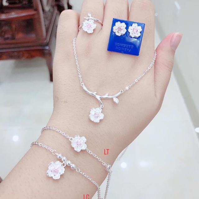 Bộ trang sức nữ hoa mai chuẩn bạc ta siêu đẹp