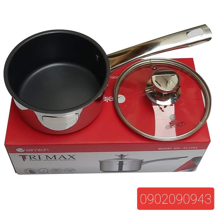 Quánh nấu bột inox 14cm Elmich 3783, quánh inox 2 lớp đáy liền chống dính Elmich 3783