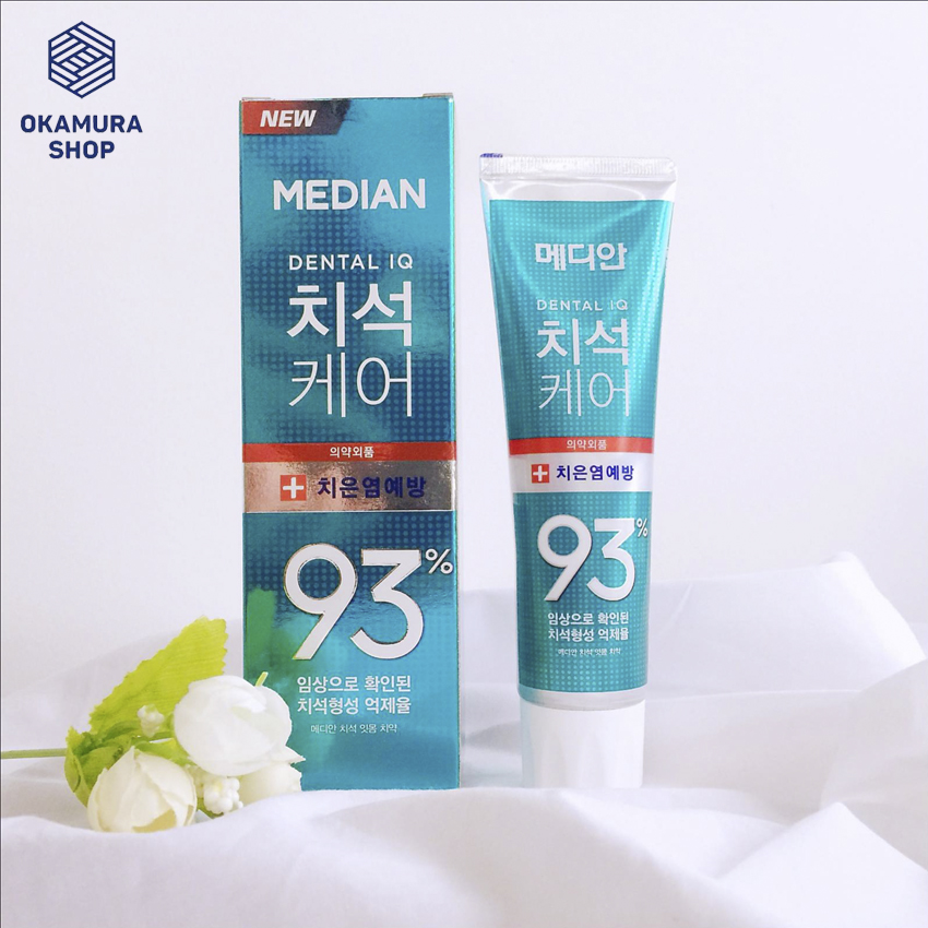 [HCM]Kem đánh trắng răng thơm miệng Median Dental IQ 93% Hàn Quốc 120g - Xanh ngọc