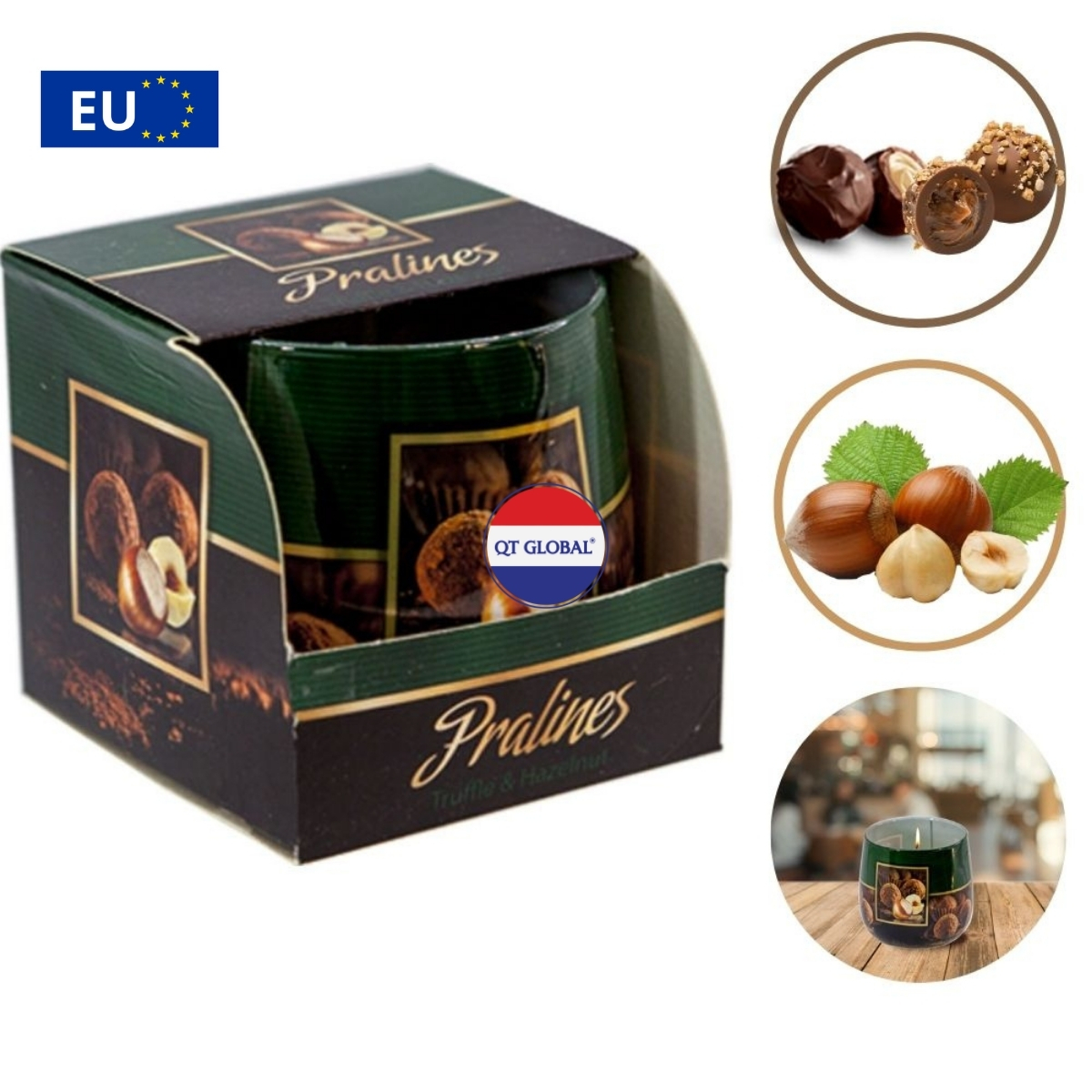 Ly nến thơm Bartek Candles 100g Pralines - sôcôla hạnh nhân, thơm phòng, hỗ trợ khử mùi (giao mẫu ngẫu nhiên)