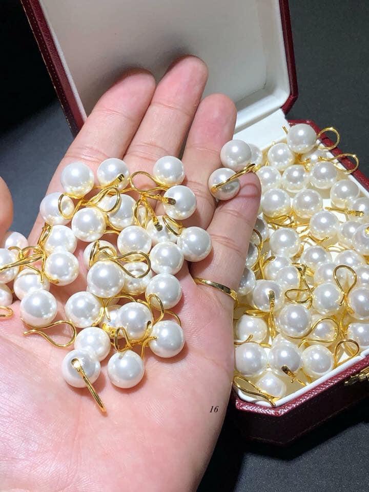 bông tai ngọc trai móc bạc ta mạ vàng