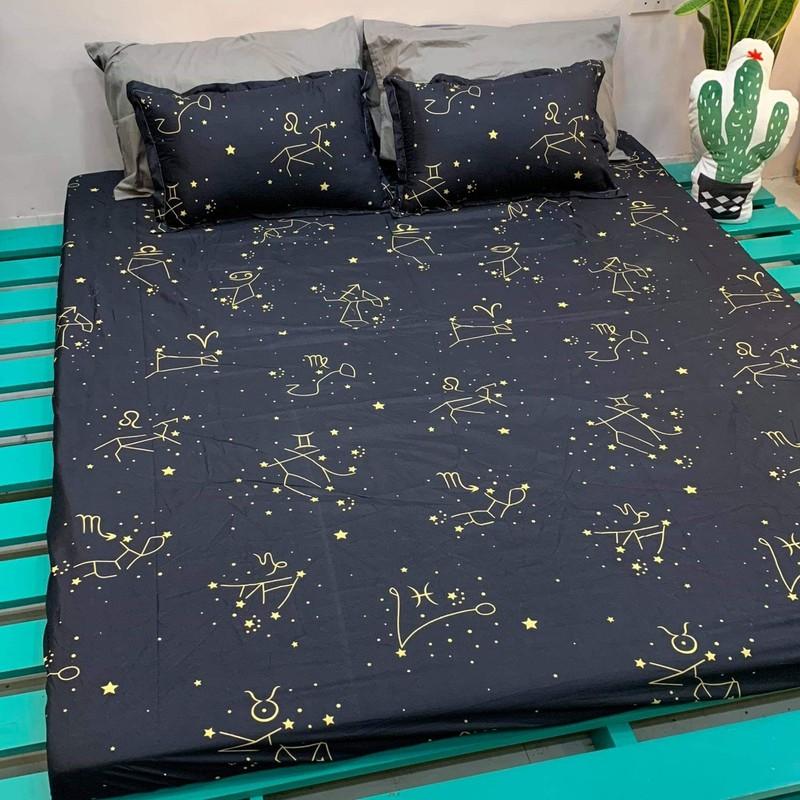 Bộ Ga Gối (Tặng kèm áo gối ôm) Mẫu Sao đen