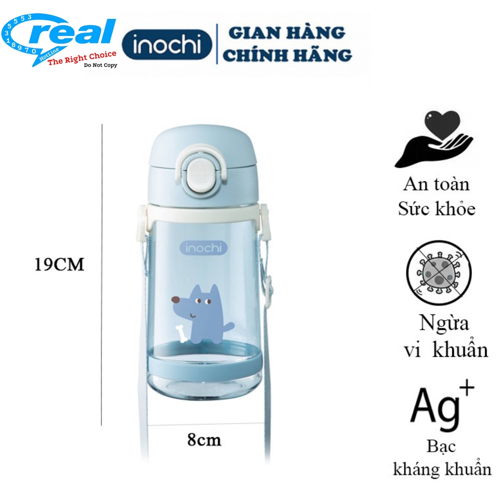 Bình nước trẻ em Inochi Guki ZUZU 520ml có ống hút - nhựa Tritan cao cấp BPA free