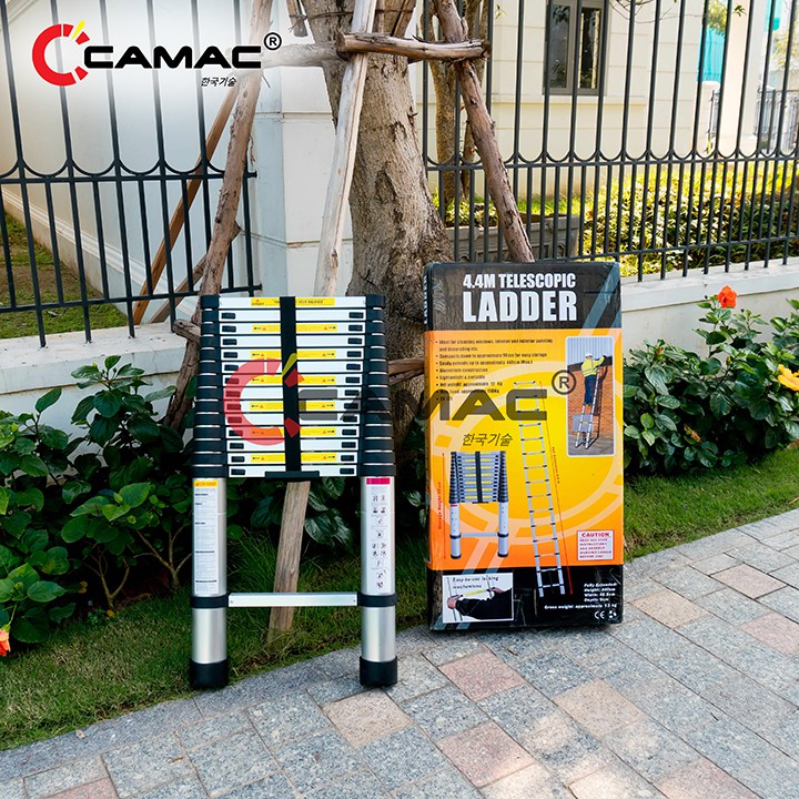 Thang rút đơn 4.4m camac hàn quốc nhôm co 8030 ảnh thật chịu lực mới có video tự quay