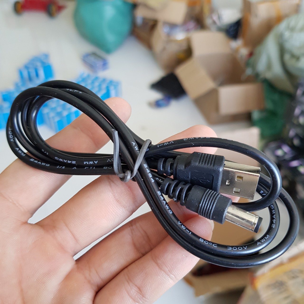 Dây chuyển USB sang đầu cắm nguồn DC 5.5mm * 2.1mm, dây USB DC, Dây chuyên từ USB sang DC