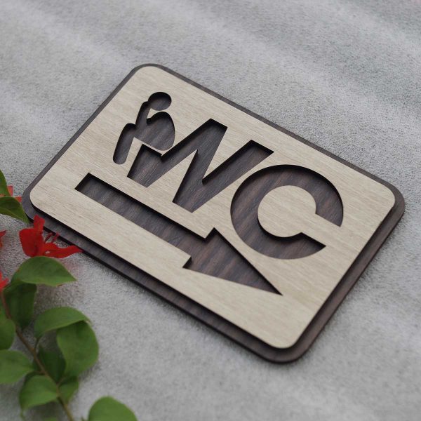 Bảng WC Gỗ mũi tên chỉ hướng nhà vệ sinh TL04 . Xưởng tranh HABU