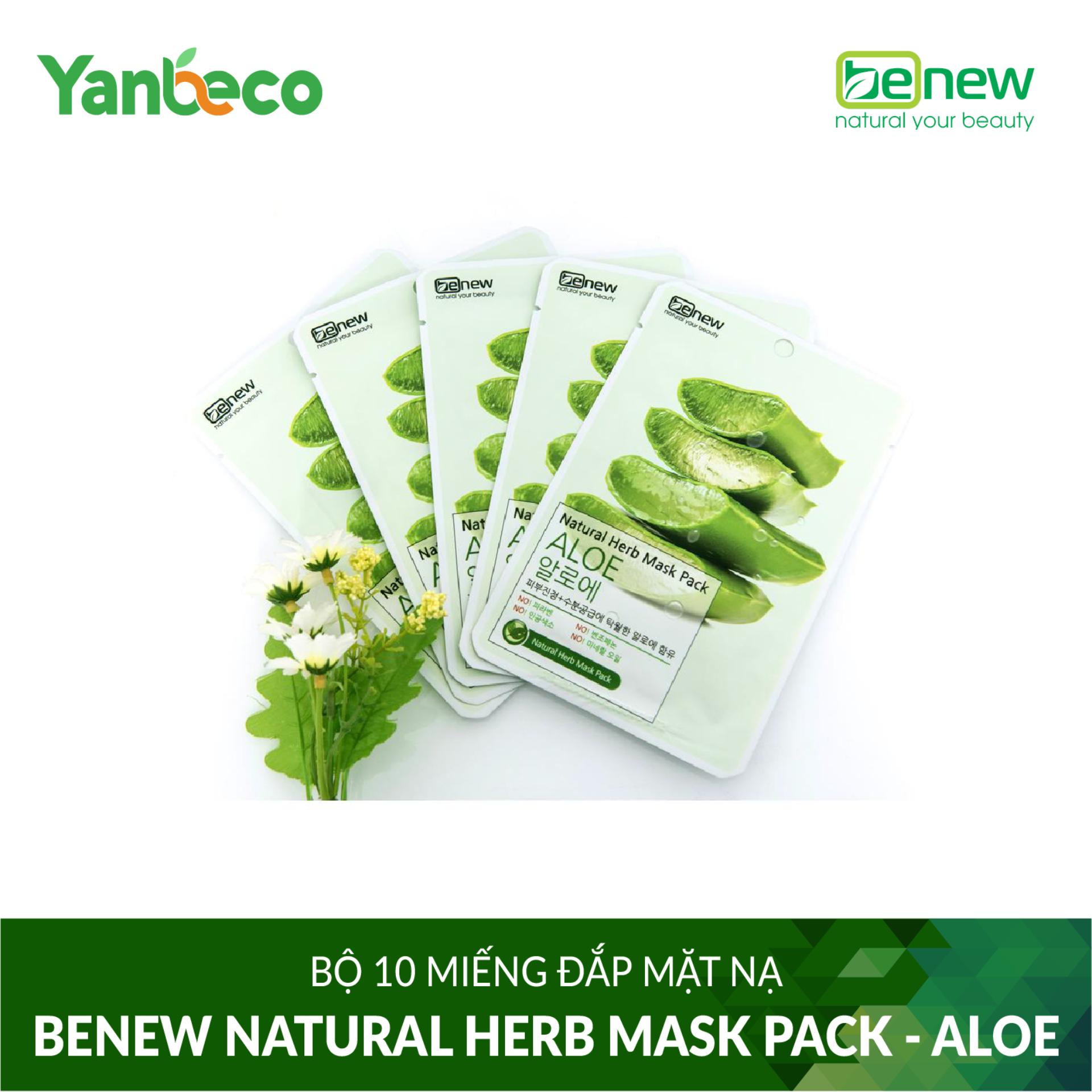 Bộ 10 miếng đắp mặt nạ benew natural herb mask pack - aloe