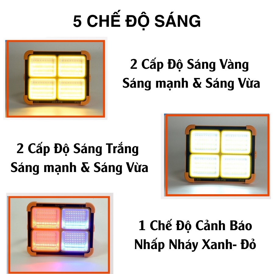 Đèn pin đa năng xách tay năng lượng mặt trời 300W kiêm sạc dự phòng, đèn cảnh báo