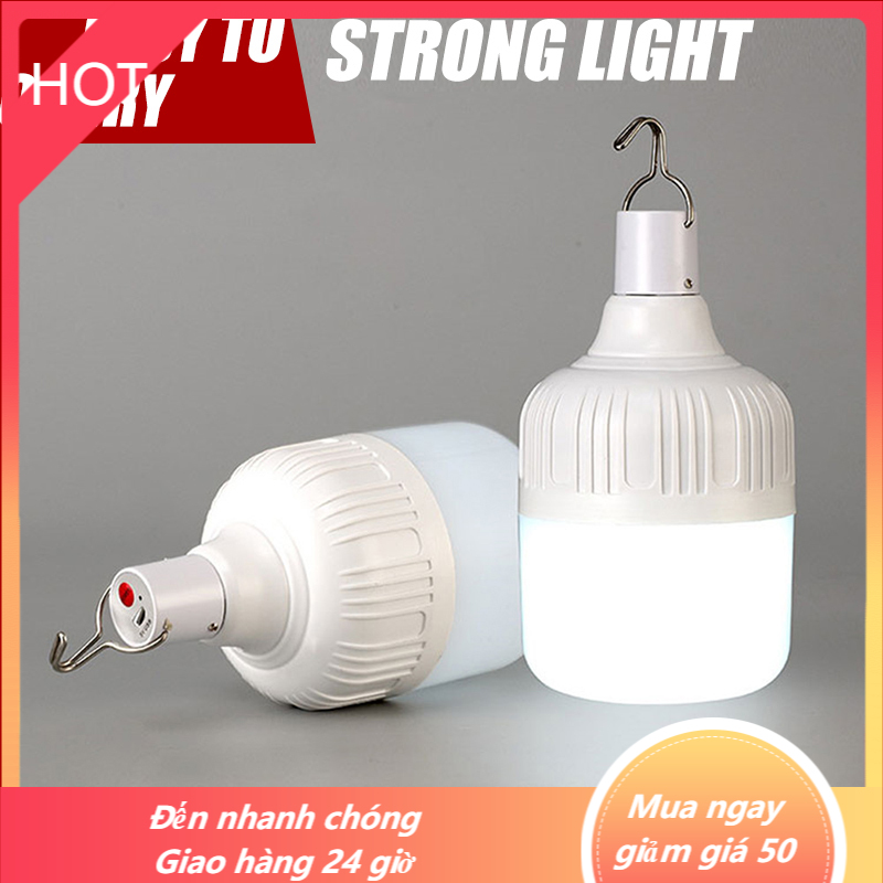 Bóng đèn LED không dây cầm tay có thể sạc lại bằng USB, điều chỉnh được độ sáng, thích hợp dùng trong các buổi cắm trại ngoài trời hoặc gian hàng chợ đêm - INTL
