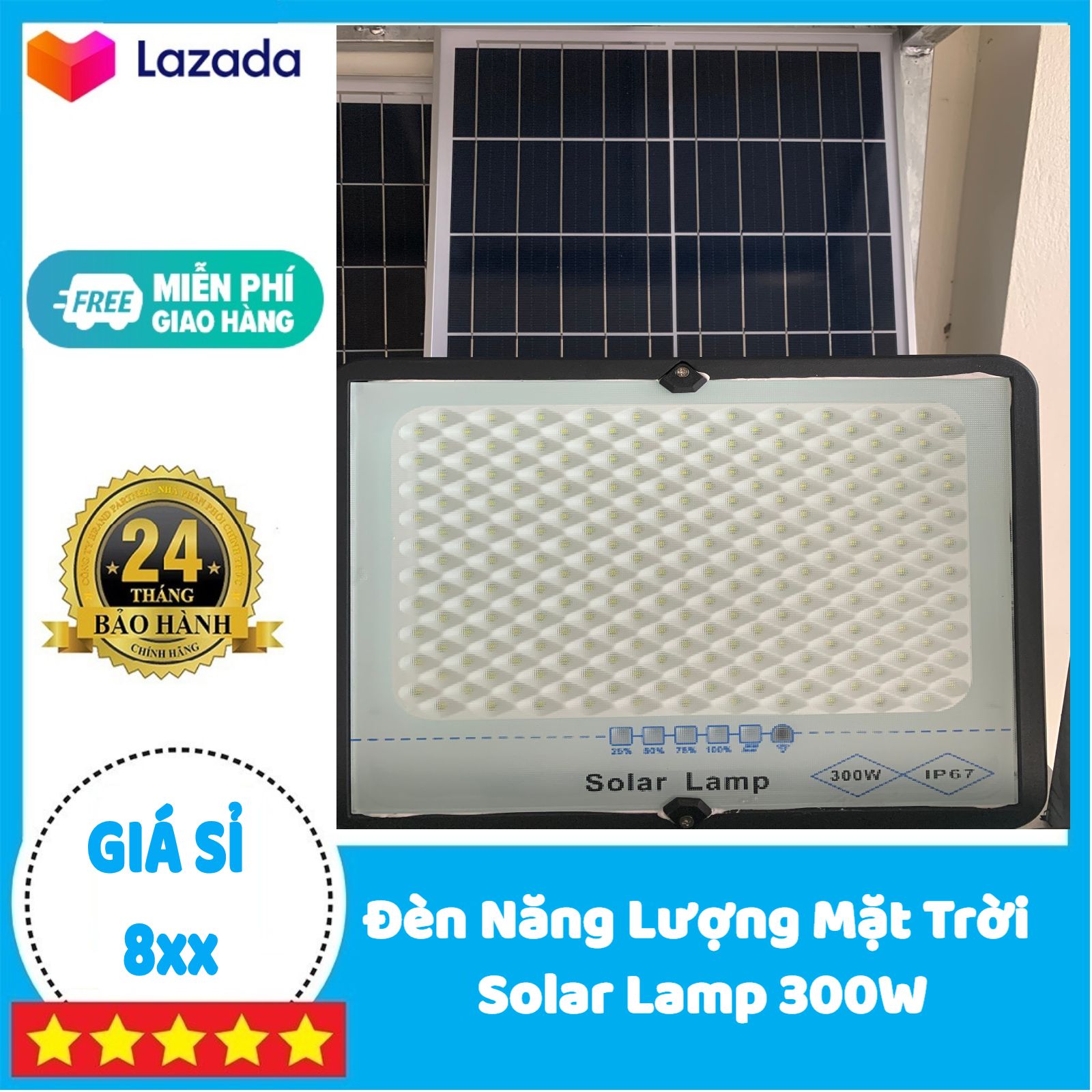 Đèn Năng Lượng Mặt Trời Solar Lamp 300W- Đèn chống chói mắt | BẢO HÀNH 2 NĂM | , Có điều khiển từ xa tiện lợi và thông minh