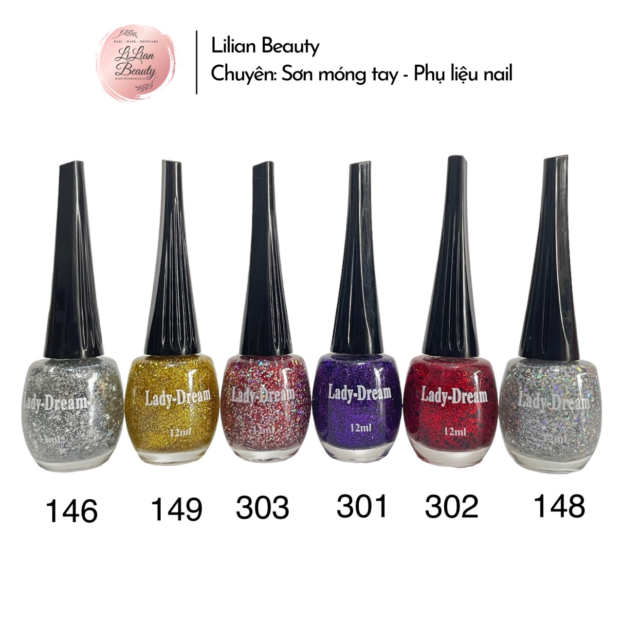 Sơn móng tay ladydream - tông màu kim tuyến - 12ml