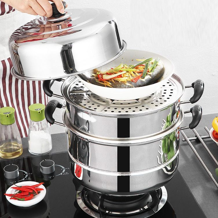 NỒI HẤP INOX 3 TẦNG SIÊU TỐC KÍCH THƯỚC LỚN CHỐNG DÍNH TỐT - XỬNG HẤP THỨC ĂN 3 TẦNG INOX 304 CAO CẤP HẤP XÔI HẤP BÁNH TIỆN LỢI DÙNG ĐƯỢC TRÊN MỌI LOẠI BẾP