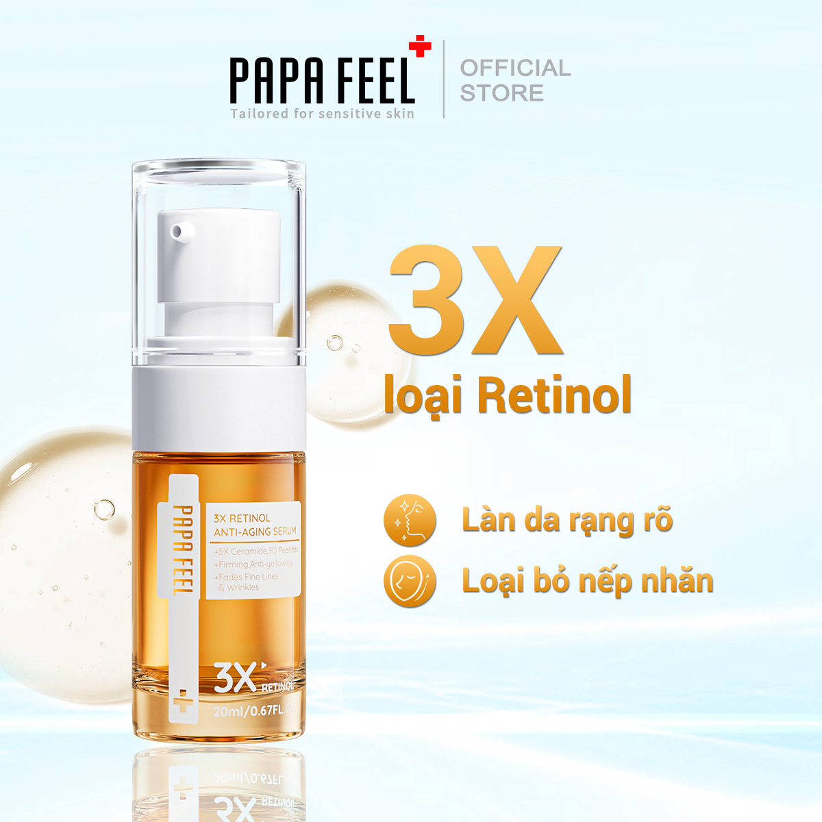 PAPA FEEL Tinh chất chống lão hóa 3X Retinol 20ML Làm săn chắc da, giảm nếp nhăn và vết chân chim