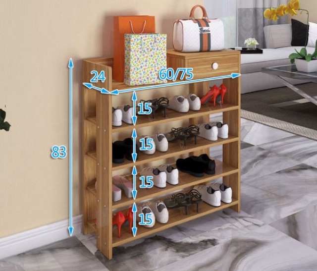 Kệ giày gỗ 5 tầng khách nhà e lắp lên đẹp và chắc chắn lắm ạ