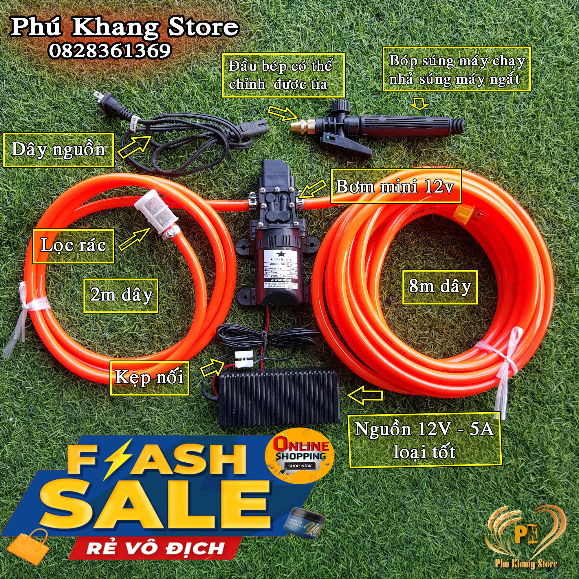 Máy Rửa Xe mini, Máy Tưới Cây Cảnh mini 12v