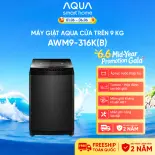 [SALE SỐC] Máy giặt Aqua 9 kg AWM9-316K(B) - Bảo hành 2 năm - Hỗ trợ lắp đặt - Freeship toàn quốc