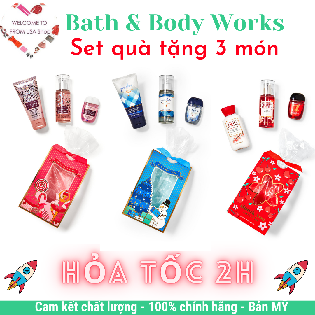 Set quà tặng mini siêu thơm 3 món BBW Bath & Body Works