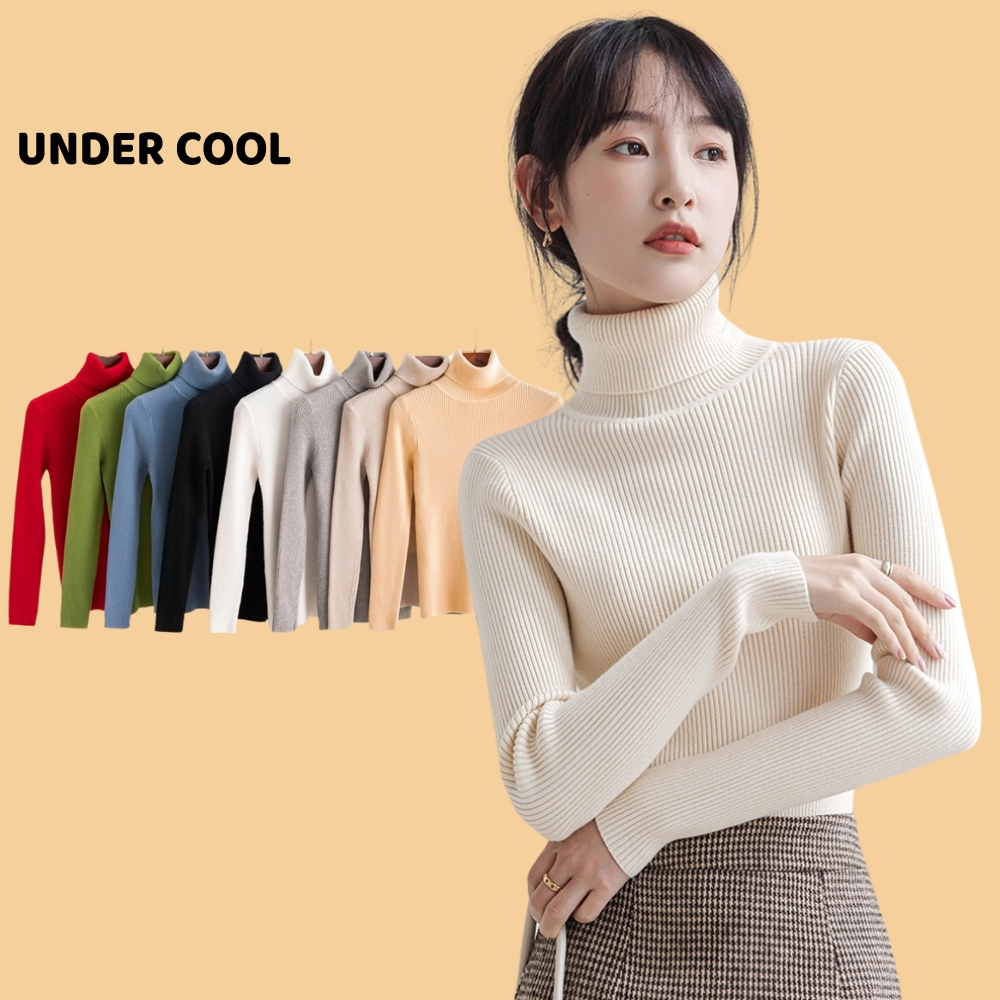 Áo Len tăm Cổ Lọ Nữ UNDERCOOL Len Gân Tăm Co Giãn Nhiều Màu sắc trẻ trung ADT02