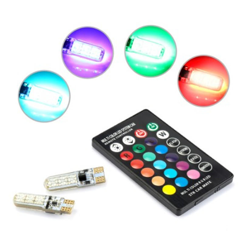 Đèn led demi 7 màu , có bảng điều khiển, chân t10, gắn sinhan ô-tô, xe máy