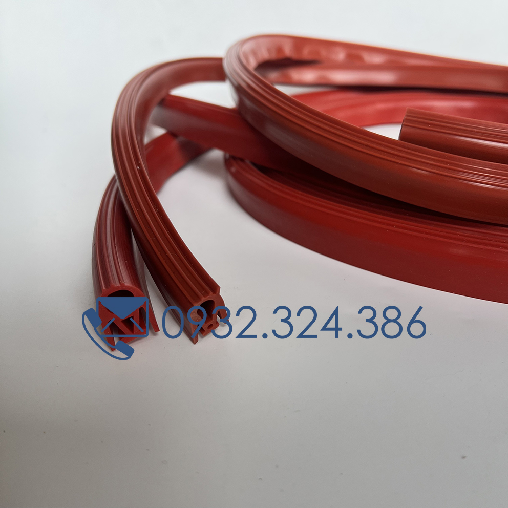 Gioăng silicone, ron chịu nhiệt chữ M màu đỏ chịu nhiệt chất liệu silicone dùng làm kín tủ cơm, tủ hâp công nghiệp