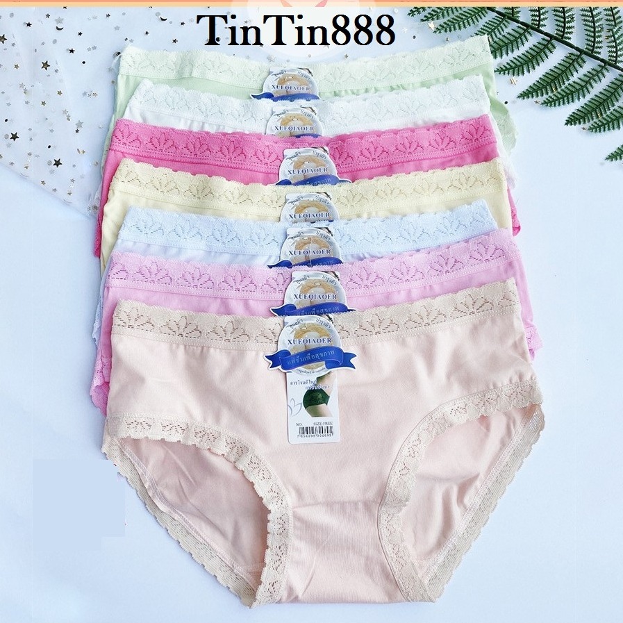 [Bộ 10] - Quần lót nữ thun lạnh viền ren kháng khuẩn co dãn 4 chiều mặc nhẹ tênh - Quần lót nữ giá rẻ - Quần lót cotton Thái trơn - Quần chíp - TinTin888