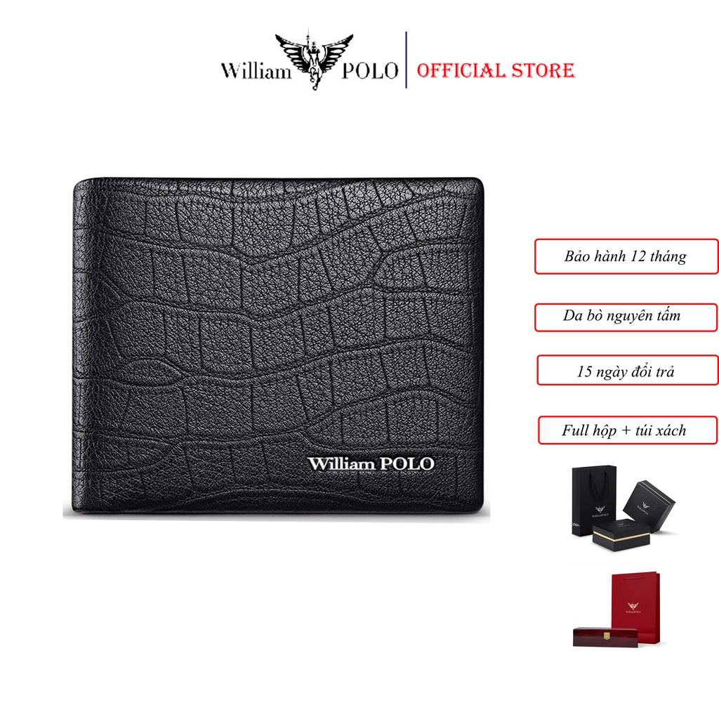 Ví da nam cao cấp chính hãng williampolo chất liệu da bò nguyên tấm -181393d