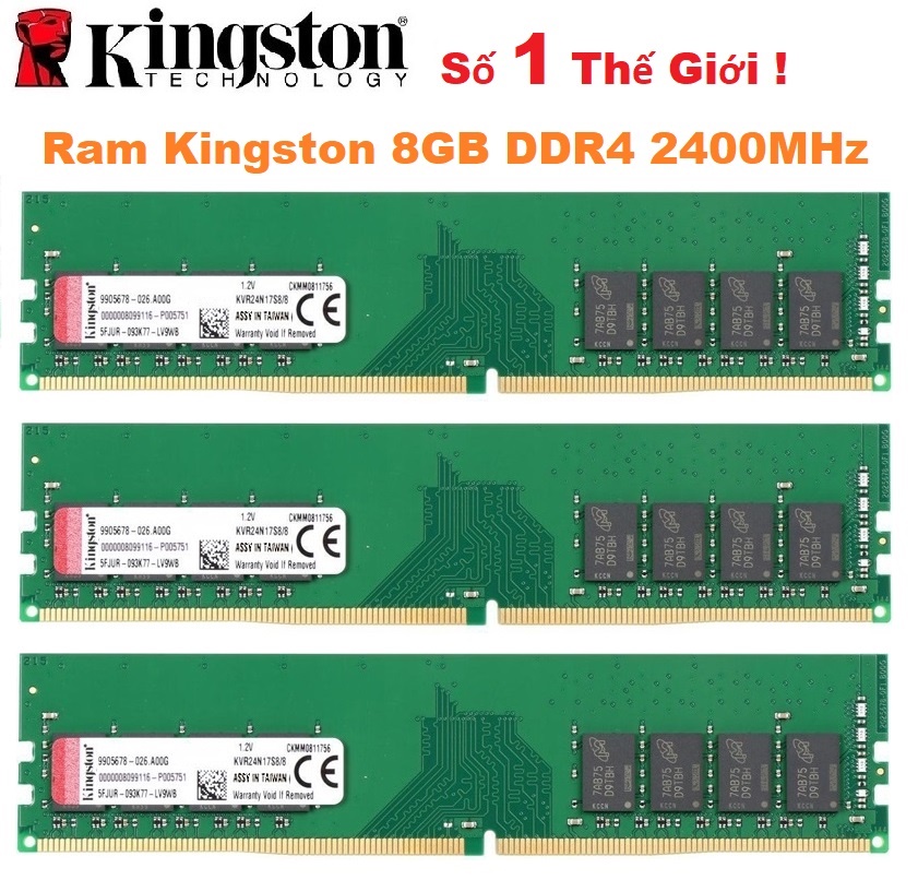 RAM Kingston 8GB DDR4 Bus 2400MHz 1.2V Dùng Cho Máy Tính Để Bàn PC Desktop Bảo hành 12 tháng 1 đổi 1